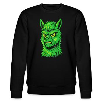 Wütendes Neon-Lama mit Killerblick - Stanley/Stella Unisex Bio-Sweatshirt CHANGER  - Schwarz - Vorne - Nik (191cm) & Marisol (170cm)