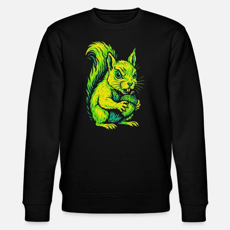 Wütendes Neon-Eichhörnchen mit Nuss - Stanley/Stella Unisex Bio-Sweatshirt CHANGER  - Schwarz