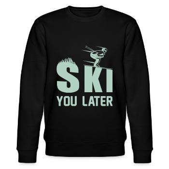 Ski you later Skifahren Skiurlaub Winter Lustiges - Stanley/Stella Unisex Bio-Sweatshirt CHANGER  - Schwarz - Vorne - Nik (191cm) & Marisol (170cm)