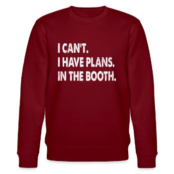 I Can't Have Plans In The Booth Vehicle Painter - Stanley/Stella CHANGER Unisex Organic Sweatshirt - burgundy - Front - Nik (191cm) & Marisol (170cm)