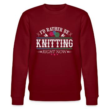 I'd rather be knitting - Stanley/Stella Unisex Bio-Sweatshirt CHANGER  - Burgunderrot - Vorne - Nik (191cm) & Marisol (170cm)