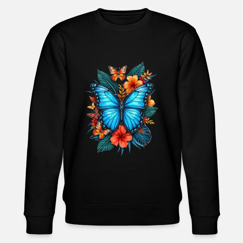Papillon, Fleurs, Entomologiste - Sweat bio CHANGER Stanley/Stella Unisexe - noir