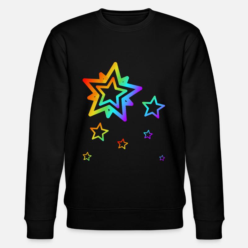 Bunte Sterne Sternschnuppe Regenbogen Farbverlauf - Stanley/Stella Unisex Bio-Sweatshirt CHANGER  - Schwarz