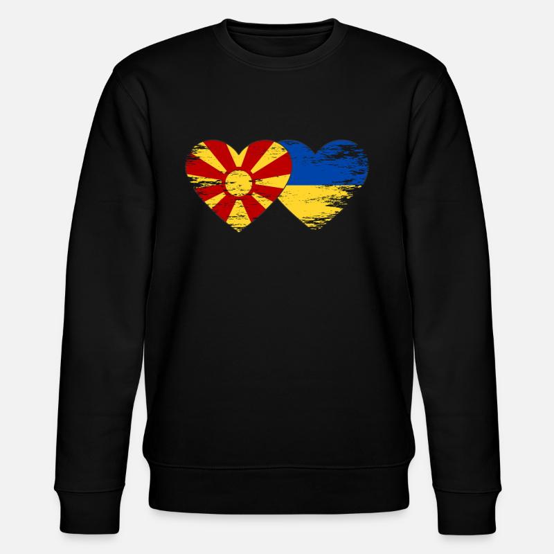 Macédoine Ukraine Drapeau Coeur Utilisé - Sweat bio CHANGER Stanley/Stella Unisexe - noir