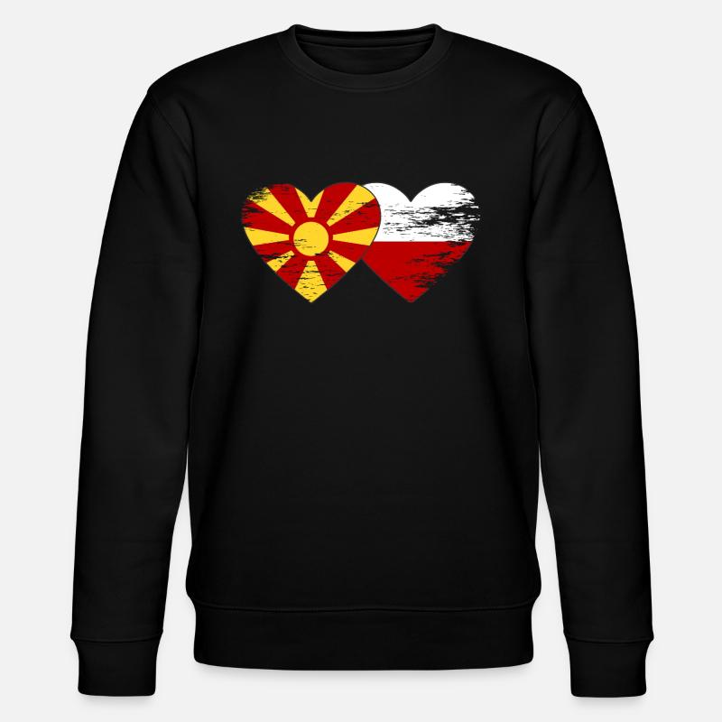 Macédoine Pologne Drapeau Coeur utilisé - Sweat bio CHANGER Stanley/Stella Unisexe - noir