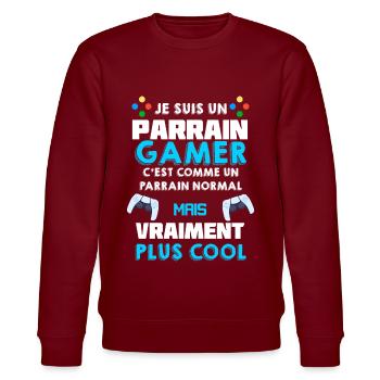 Parrain Gamer Joueur De Jeux Vidéo Idé Cadeau - Sweat bio CHANGER Stanley/Stella Unisexe - bordeaux - Devant - Nik (191cm) & Marisol (170cm)