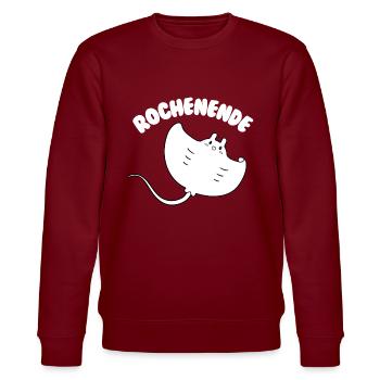 Funny Ray End Gift for Manta Ray Fans - Stanley/Stella CHANGER Unisex Organic Sweatshirt - burgundy - Front - Nik (191cm) & Marisol (170cm)