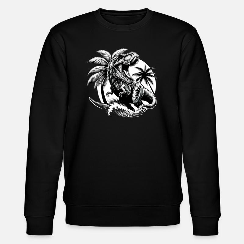 Roaring T-Rex Dinosaur Gift - Stanley/Stella CHANGER Unisex Organic Sweatshirt - black