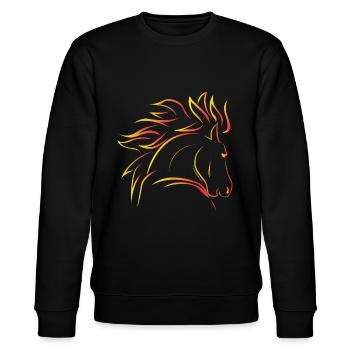 Pferd Wildpferd - Stanley/Stella Unisex Bio-Sweatshirt CHANGER  - Schwarz - Vorne - Nik (191cm) & Marisol (170cm)