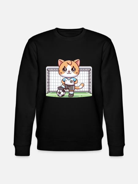 Cute Soccer Player Cat - Stanley/Stella CHANGER Unisex Organic Sweatshirt - black
