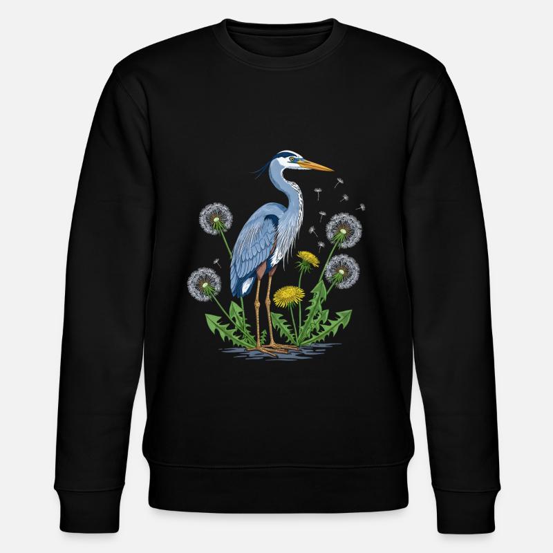 Héron bleu et pissenlit - Sweat bio CHANGER Stanley/Stella Unisexe - noir