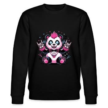 Punk Panda Rockt Die Bühne Mit Energie Und Stil - Stanley/Stella Unisex Bio-Sweatshirt CHANGER  - Schwarz - Vorne - Nik (191cm) & Marisol (170cm)