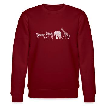 Africa Animals white - Stanley/Stella CHANGER Unisex Organic Sweatshirt - burgundy - Front - Nik (191cm) & Marisol (170cm)