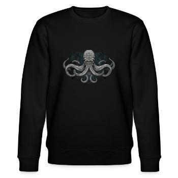 Cthulhu Lord and Savior Monster Horror T-Shirt - Stanley/Stella Unisex Bio-Sweatshirt CHANGER  - Schwarz - Vorne - Nik (191cm) & Marisol (170cm)