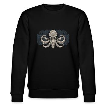 Cthulhu Lord and Savior Monster Horror T-Shirt - Stanley/Stella Unisex Bio-Sweatshirt CHANGER  - Schwarz - Vorne - Nik (191cm) & Marisol (170cm)
