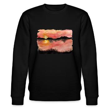 Gemalter Sonnenuntergang Aquarell/Tusche - Stanley/Stella Unisex Bio-Sweatshirt CHANGER  - Schwarz - Vorne - Nik (191cm) & Marisol (170cm)