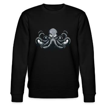 Cthulhu Lord and Savior Monster Horror T-Shirt - Stanley/Stella Unisex Bio-Sweatshirt CHANGER  - Schwarz - Vorne - Nik (191cm) & Marisol (170cm)