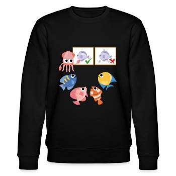 Angelschein Köder Prüfung Fische in der Schule - Stanley/Stella Unisex Bio-Sweatshirt CHANGER  - Schwarz - Vorne - Nik (191cm) & Marisol (170cm)