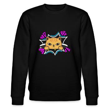 Cat 90s - Sweat bio CHANGER Stanley/Stella Unisexe - noir - Devant - Nik (191cm) & Marisol (170cm)
