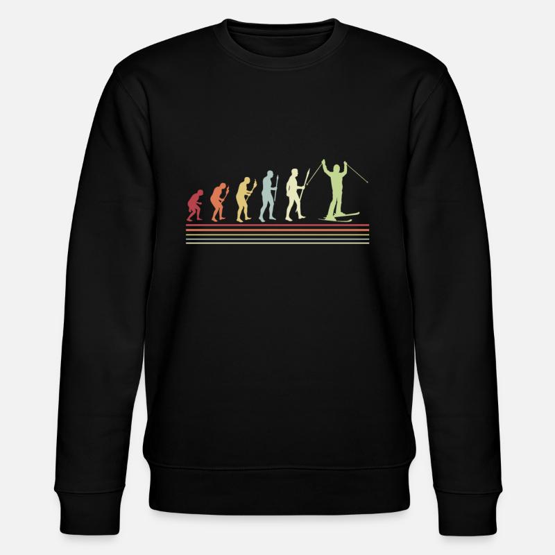 Skiing Evolution Skier Winter - Stanley/Stella Unisex Bio-Sweatshirt CHANGER  - Schwarz
