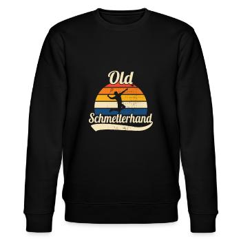 Badminton Old Schmetterhand Retro - Stanley/Stella Unisex Bio-Sweatshirt CHANGER  - Schwarz - Vorne - Nik (191cm) & Marisol (170cm)