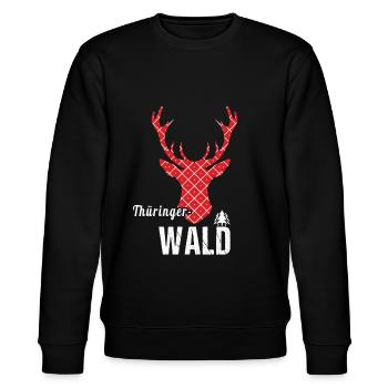 Thüringer Wald Hirsch - Stanley/Stella Unisex Bio-Sweatshirt CHANGER  - Schwarz - Vorne - Nik (191cm) & Marisol (170cm)