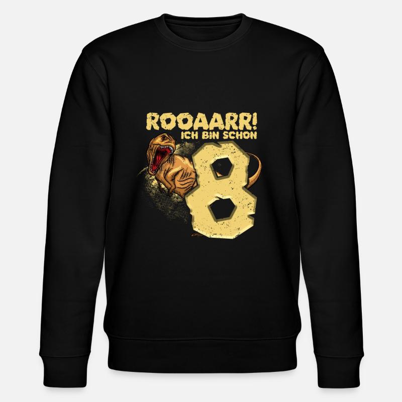 Attention I am 8, dinosaur - Stanley/Stella CHANGER Unisex Organic Sweatshirt - black
