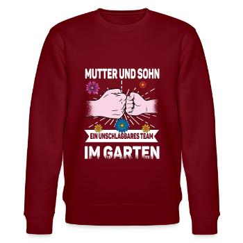 Mutter Sohn Garten - Stanley/Stella Unisex Bio-Sweatshirt CHANGER  - Burgunderrot - Vorne - Nik (191cm) & Marisol (170cm)