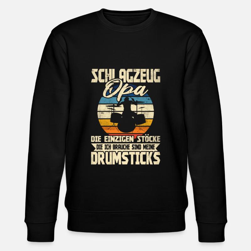Schlagzeug Opa mit Drumsticks - Stanley/Stella Unisex Bio-Sweatshirt CHANGER  - Schwarz