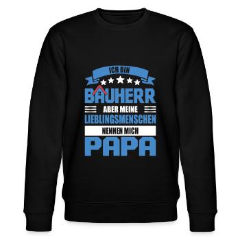 Bauherr Lieblingsmenschen nennen mich Papa - Stanley/Stella Unisex Bio-Sweatshirt CHANGER  - Schwarz - Vorne - Nik (191cm) & Marisol (170cm)