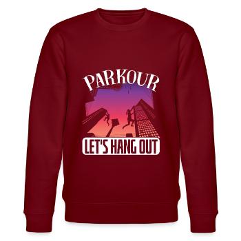 Parkour Freerunning Traceur - Stanley/Stella Unisex Bio-Sweatshirt CHANGER  - Burgunderrot - Vorne - Nik (191cm) & Marisol (170cm)