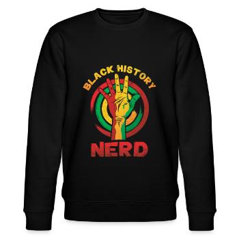 Schwarzer Geschichts-nerd Für Stolzen - Stanley/Stella Unisex Bio-Sweatshirt CHANGER  - Schwarz - Vorne - Nik (191cm) & Marisol (170cm)