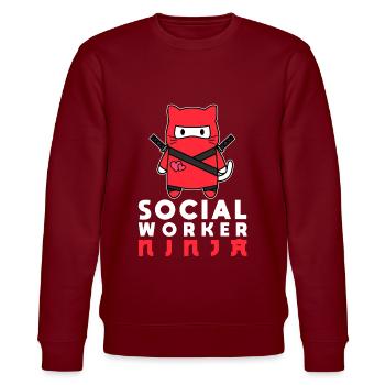 Mois du travail social à l’école Chat - Sweat bio CHANGER Stanley/Stella Unisexe - bordeaux - Devant - Nik (191cm) & Marisol (170cm)