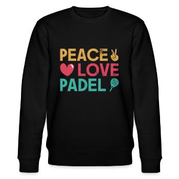 Peace Love Padelschläger-design Für Padel-tennis - Stanley/Stella Unisex Bio-Sweatshirt CHANGER  - Schwarz - Vorne - Nik (191cm) & Marisol (170cm)