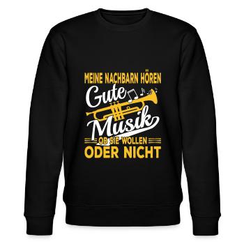 Trompete Musiker - Stanley/Stella Unisex Bio-Sweatshirt CHANGER  - Schwarz - Vorne - Nik (191cm) & Marisol (170cm)