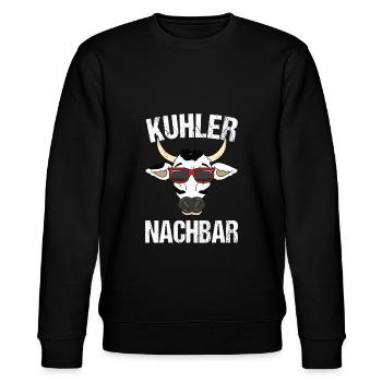 Kuhler Nachbar Kuh - Stanley/Stella Unisex Bio-Sweatshirt CHANGER  - Schwarz - Vorne - Nik (191cm) & Marisol (170cm)
