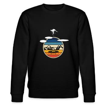 Retro Känguru springt auf Trampolin - Stanley/Stella Unisex Bio-Sweatshirt CHANGER  - Schwarz - Vorne - Nik (191cm) & Marisol (170cm)