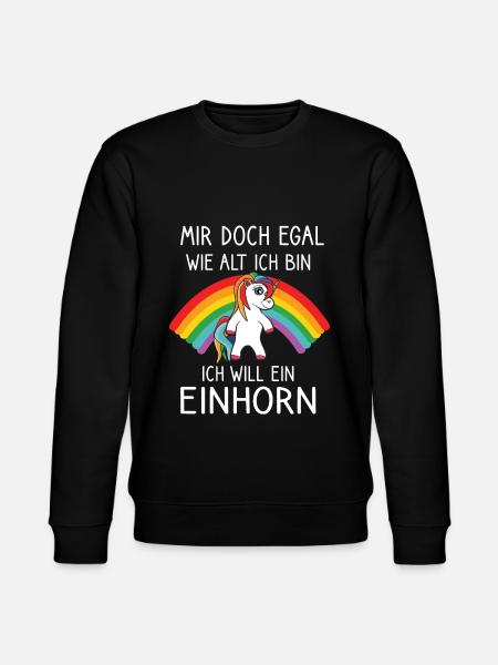 Ist Mir Doch Egal lustige Sprüche mit Einhorn - Stanley/Stella Unisex Bio-Sweatshirt CHANGER - Schwarz