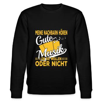 Akkordeon Musiker - Stanley/Stella Unisex Bio-Sweatshirt CHANGER  - Schwarz - Vorne - Nik (191cm) & Marisol (170cm)