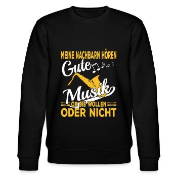 Saxophone Musiker - Stanley/Stella Unisex Bio-Sweatshirt CHANGER  - Schwarz - Vorne - Nik (191cm) & Marisol (170cm)