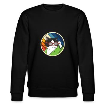 Katze mit Sonnenbrille - Stanley/Stella Unisex Bio-Sweatshirt CHANGER  - Schwarz - Vorne - Nik (191cm) & Marisol (170cm)