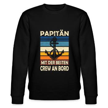 Papitän mit Crew - Stanley/Stella Unisex Bio-Sweatshirt CHANGER  - Schwarz - Vorne - Nik (191cm) & Marisol (170cm)