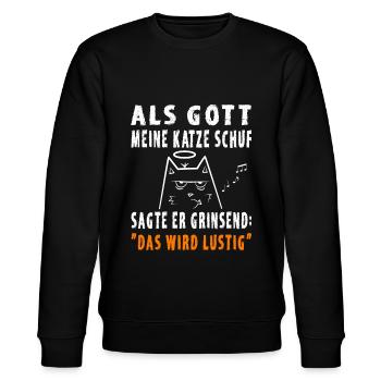 Lustige Katzen Sprüche - Stanley/Stella Unisex Bio-Sweatshirt CHANGER  - Schwarz - Vorne - Nik (191cm) & Marisol (170cm)