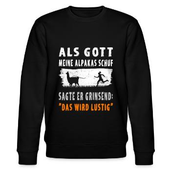 Lustiger Alpaka Spruch - Stanley/Stella Unisex Bio-Sweatshirt CHANGER  - Schwarz - Vorne - Nik (191cm) & Marisol (170cm)