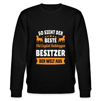 Beste Old English Bulldoggen Besitzer - Stanley/Stella Unisex Bio-Sweatshirt CHANGER  - Schwarz - Vorne - Nik (191cm) & Marisol (170cm)