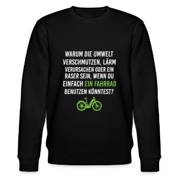 Umwelt Fahrrad Natur E- Bike - Stanley/Stella Unisex Bio-Sweatshirt CHANGER  - Schwarz - Vorne - Nik (191cm) & Marisol (170cm)