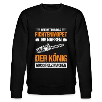 Fichtenmopet Holz machen - Stanley/Stella Unisex Bio-Sweatshirt CHANGER  - Schwarz - Vorne - Nik (191cm) & Marisol (170cm)