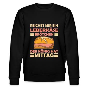 Der König hat Mittag Leberkäse - Stanley/Stella Unisex Bio-Sweatshirt CHANGER  - Schwarz - Vorne - Nik (191cm) & Marisol (170cm)