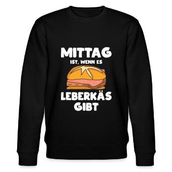 Leberkäs zur Mittagspause - Stanley/Stella Unisex Bio-Sweatshirt CHANGER  - Schwarz - Vorne - Nik (191cm) & Marisol (170cm)