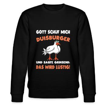 Gott mich schuf als Duisburger - Stanley/Stella Unisex Bio-Sweatshirt CHANGER  - Schwarz - Vorne - Nik (191cm) & Marisol (170cm)